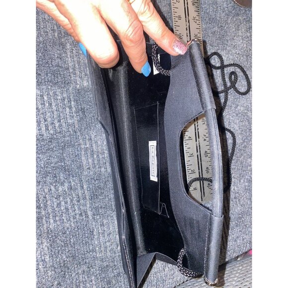 La Regale Black Fabric Evening Bag with Rope Strap Made in China 10 Inches - Picture 6 of 12